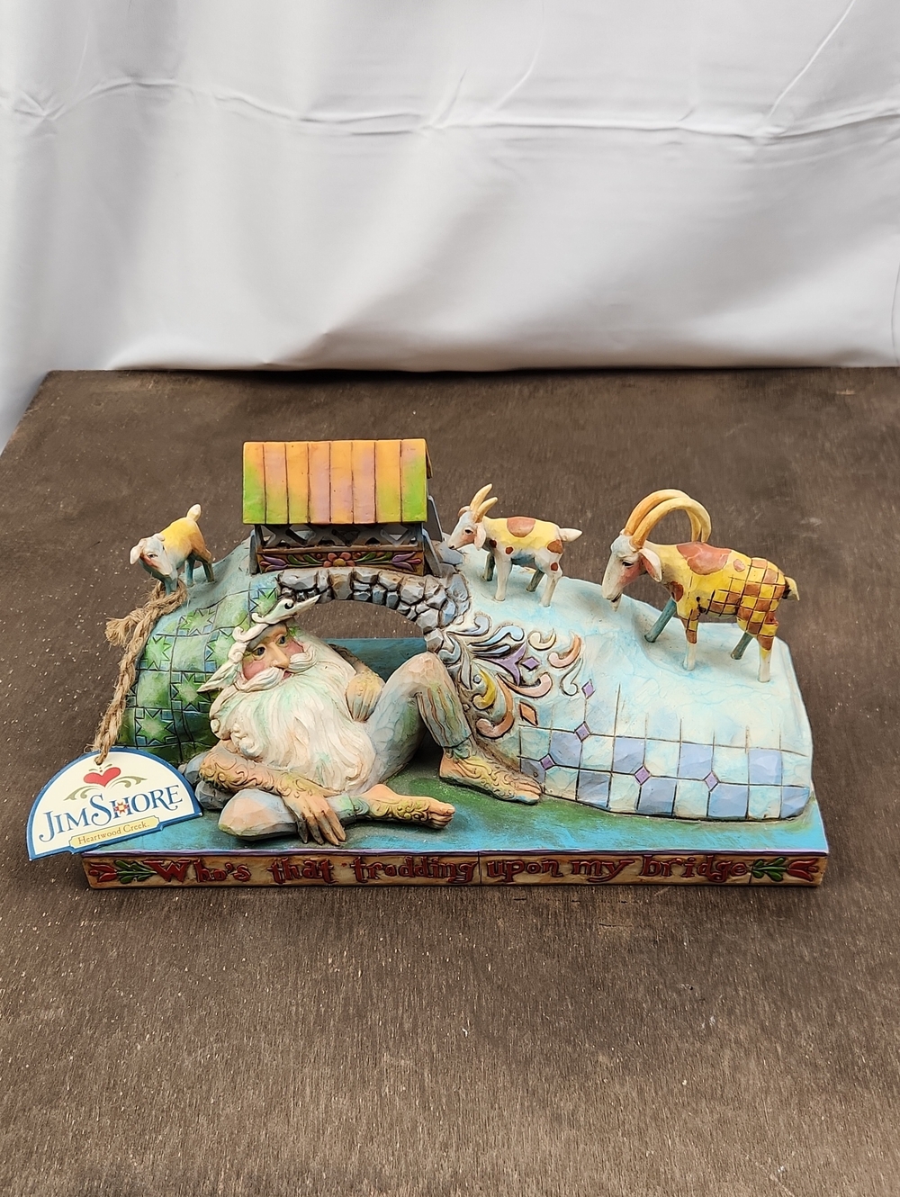 Jim Shore Multicolor Santa and Goats Bridge Figurine